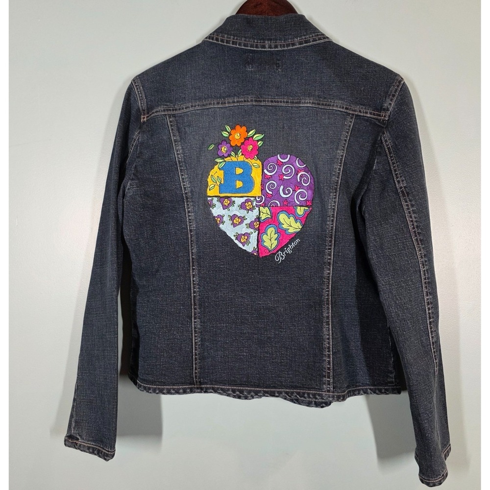 Brighton Embroidered Denim Jacket – Live a Little – Women's‎ M – Large Heart